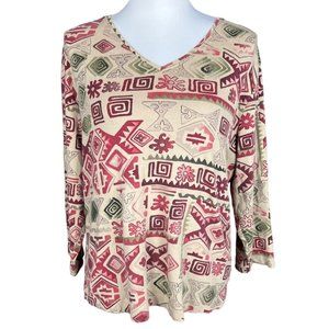 Chico's Long Sleeve  V Neck Cotton Tee Size XL